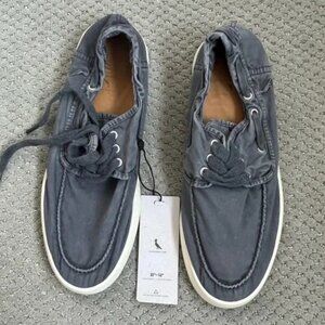 NWT Reserva Slate Gray Canvas Boat Shoes | Casual Beach Lace-Up | US 10